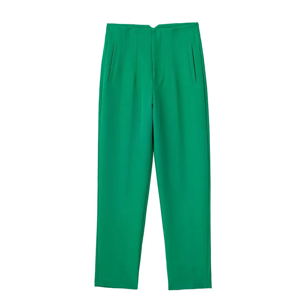 Damen Chinohose High Waist Gerade Beine Elegante Stoffhose Freizeithose