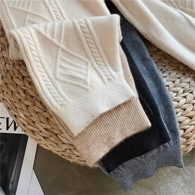 Strickhose Damen Kabelmuster Gemütliche Freizeithose