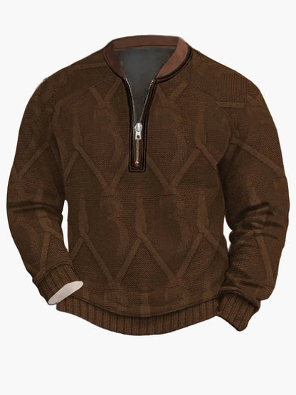 Herren Strickpullover im Street Style mit halbem Reißverschluss – Modischer Freizeitpullover für Frühling und Herbst