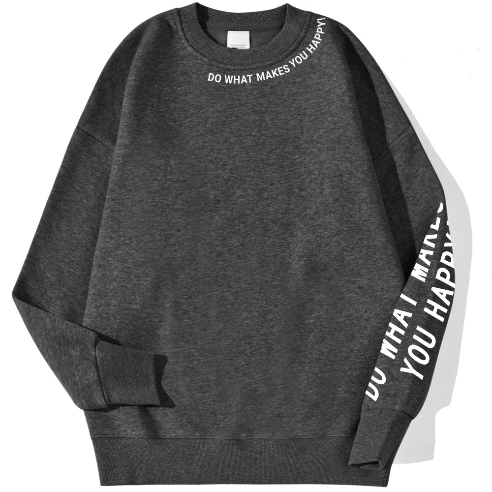 Damen Sweatshirt mit Spruch "DO WHAT MAKES YOU HAPPY!!" Rundhalsausschnitt Langarm