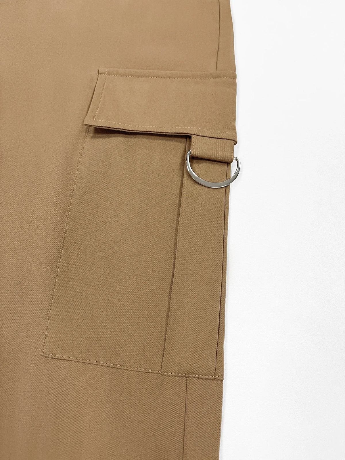 Damen Cargohose Weites Bein Hoher Bund Freizeithose