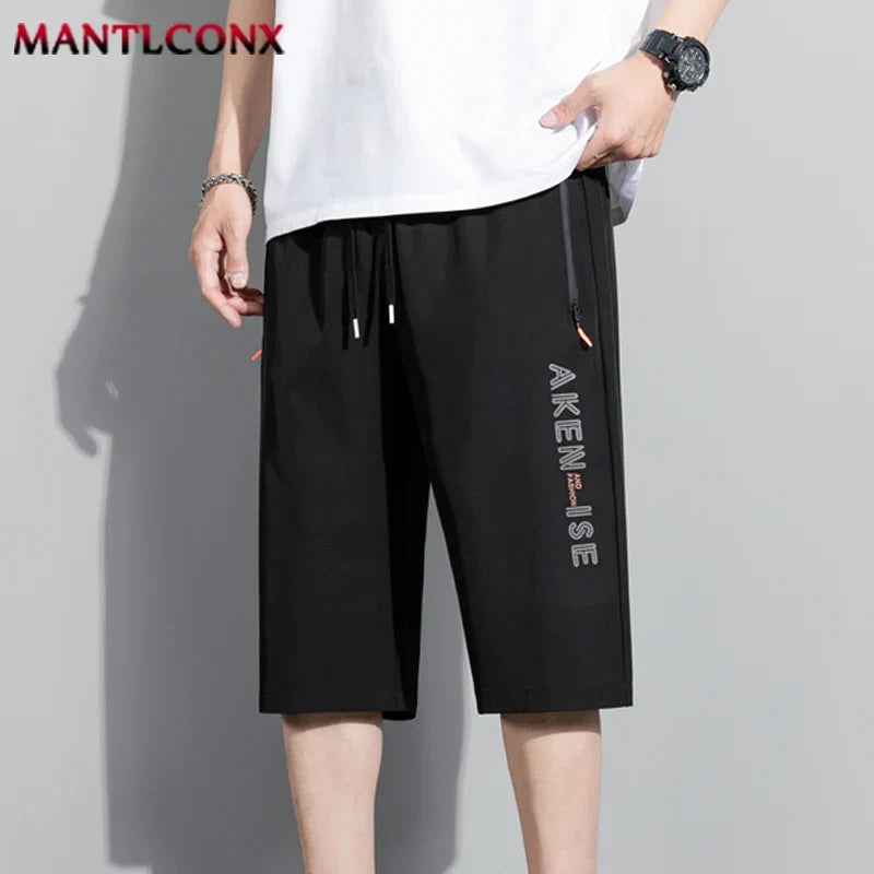 Herren Caprihose Sporthose Jogginghose Dunkelgrau mit Reißverschlusstaschen