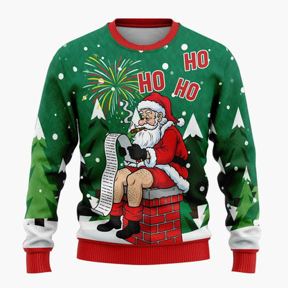 Herren Lustiger Weihnachts-Pullover mit frechem Santa-Motiv – Perfekt für Ugly Christmas Sweater Partys