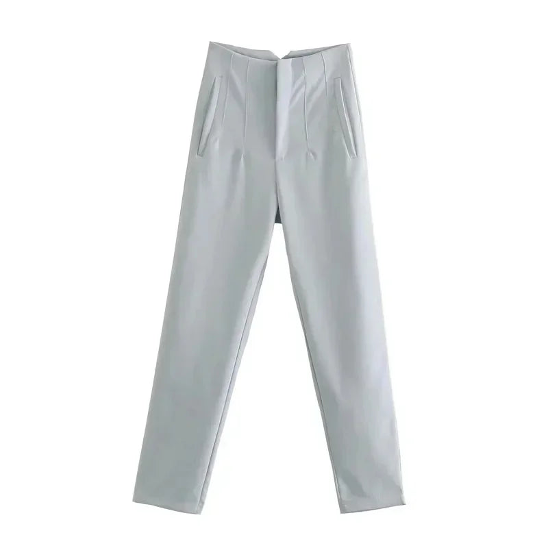 Damen High-Waist Hose Business Elegant Knöchellang