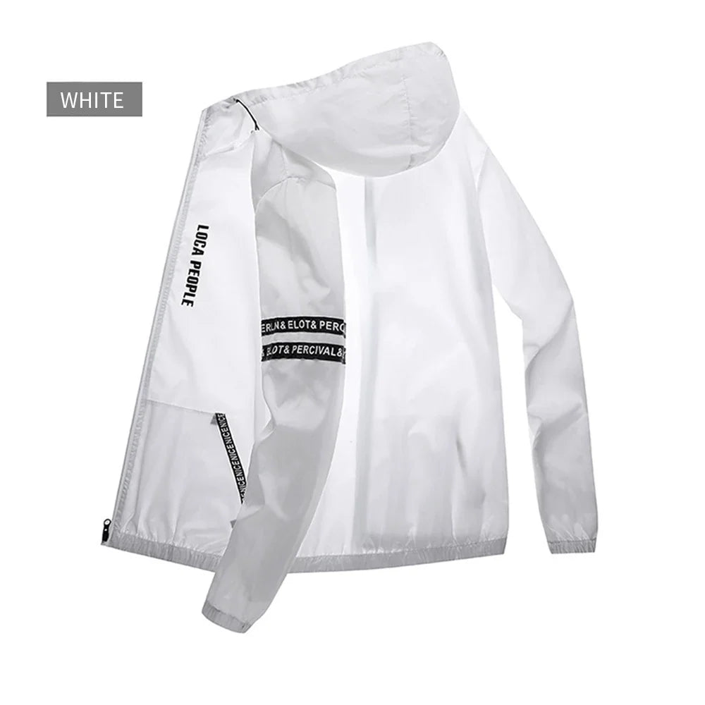 Unisex Windjacke leicht mit Kapuze & Reißverschluss, dünn, wetterfest