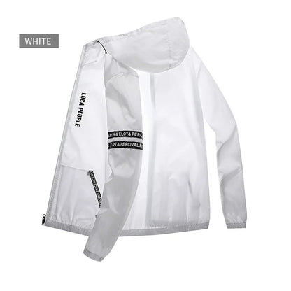 Unisex Windjacke leicht mit Kapuze & Reißverschluss, dünn, wetterfest