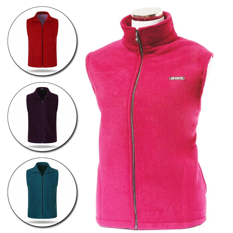 Fleece Weste mit Reißverschluss Stehkragen für Damen