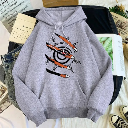 Unisex Kapuzenpullover mit Krallen-Muster und Kängurutasche