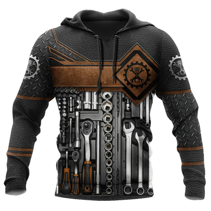 Unisex Kapuzenpullover Hoodie Mechaniker-Motiv Maschinen & Werkzeuge