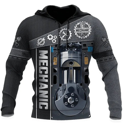 Unisex Kapuzenpullover Hoodie Mechaniker-Motiv Maschinen & Werkzeuge