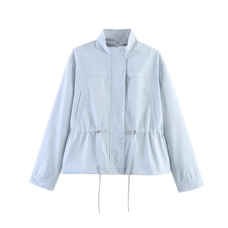 Damen Jacke mit Stehkragen & Tunnelzug Hellblau