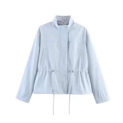 Damen Jacke mit Stehkragen & Tunnelzug Hellblau