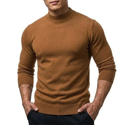 Herren Mock Neck Pullover Slim Fit Feinstrick Rollkragenpullover