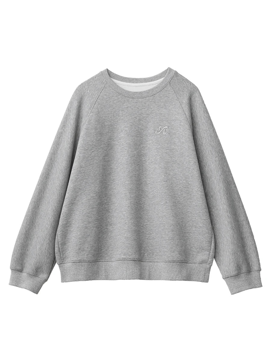 Damen Sweatshirt Rundhals Langarm Bestickt Türkis