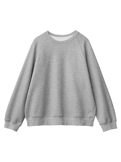 Damen Sweatshirt Rundhals Langarm Bestickt Türkis