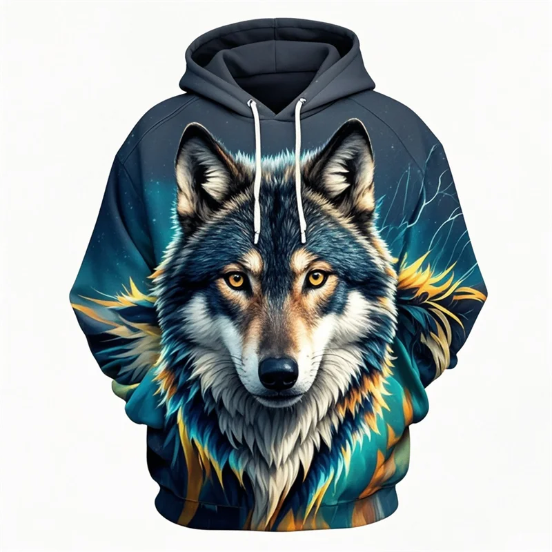 Hoodie Unisex Löwenkopf-Print mit Kapuze Kängurutasche