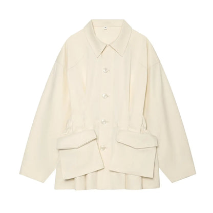 Übergangsjacke mit Kragen und Pattentaschen Locker geschnitten