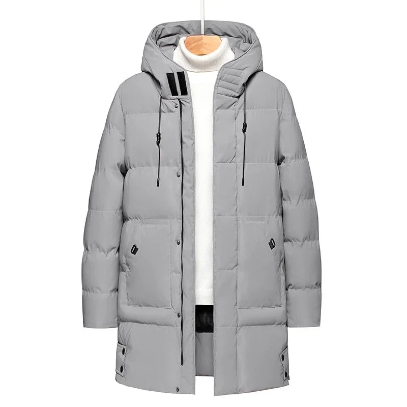 Herren Winter Steppmantel mit Kapuze und langen Ärmeln