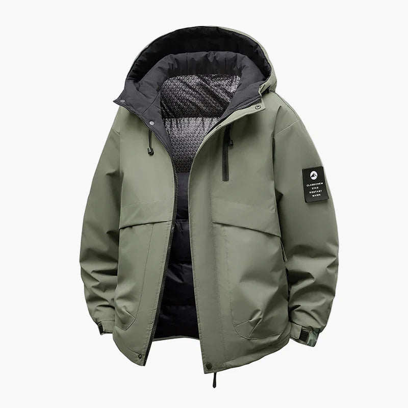 Herren Winter Outdoorjacke – Wasserdicht & Winddicht, Casual Stil, Warm gefüttert mit Kapuze