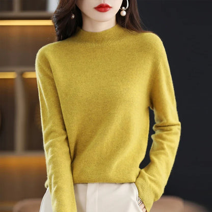Damen Pullover Stehkragen Langarm Feinstrick Basic