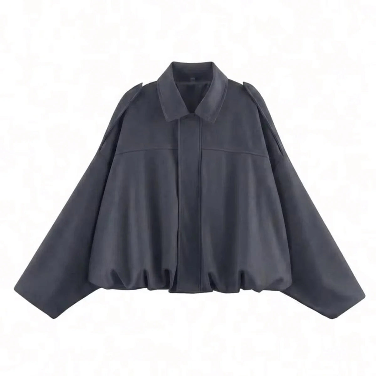 Damen Kurzjacke Oversize Cropped mit Kragen Braun