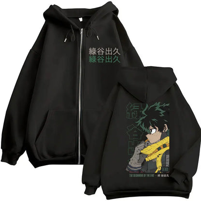 Unisex Reißverschluss Hoodie mit Kordelzug und Motivdruck – Verschiedene Designs