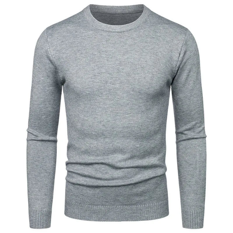 Herren Rundhals Pullover Langarm Feinstrick