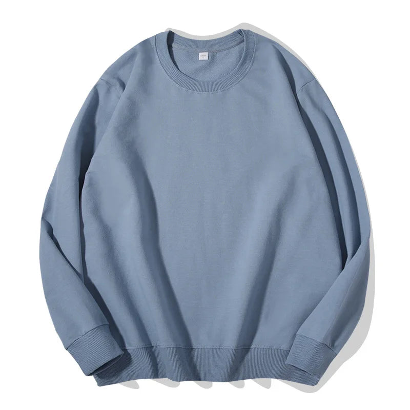 Unisex Langarm Sweatshirt Rundhalsausschnitt Freizeit Pullover Einfarbig