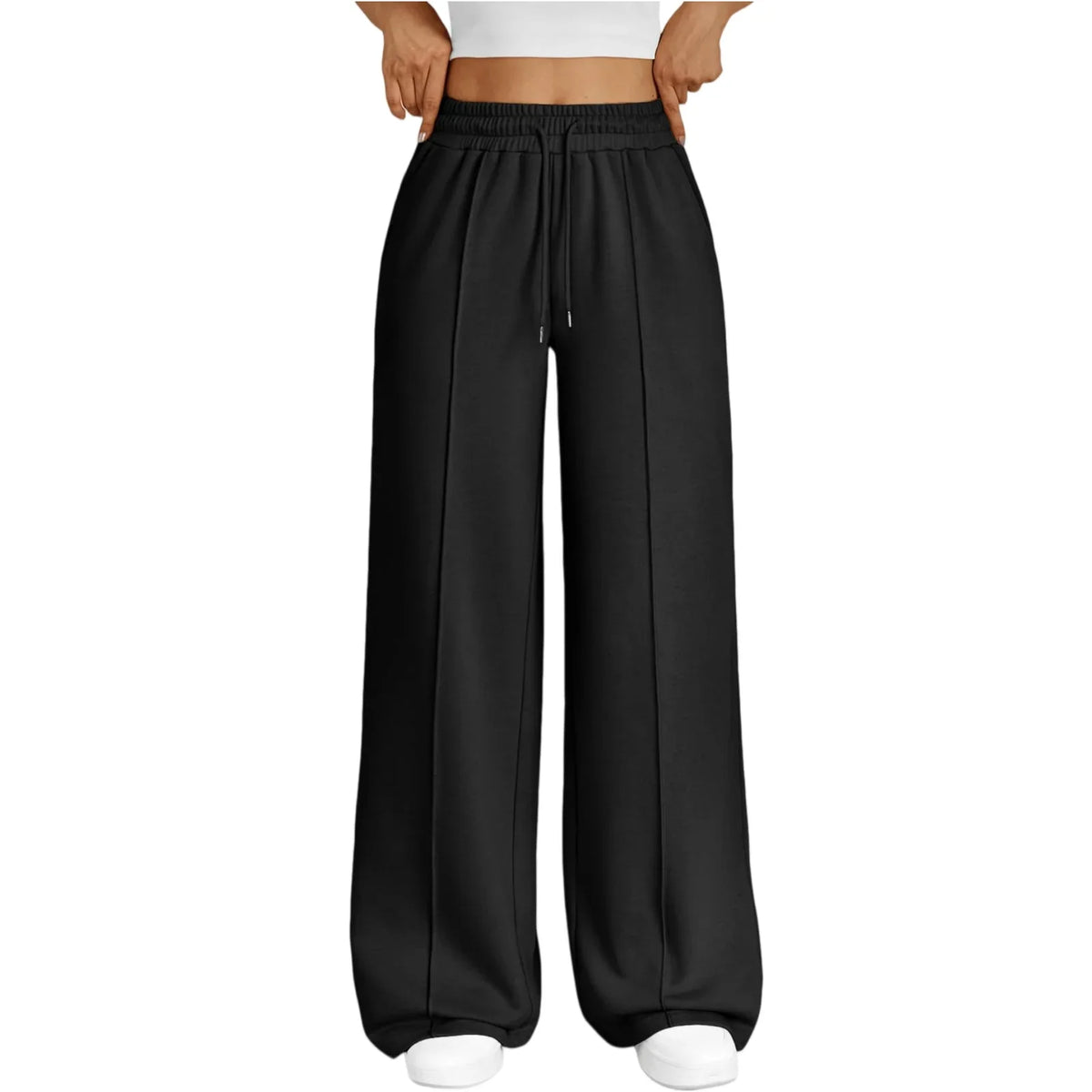 Damen Weite Hose mit Gummibund und Kordelzug – Bequeme Freizeithose