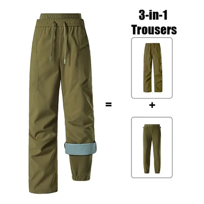 Unisex 3-in-1-Hose mit Fleecefutter, Kordelzug und elastischem Bund