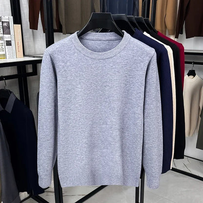Herren Pullover Rundhalsausschnitt Langarm Einfarbig Basic Strickpullover