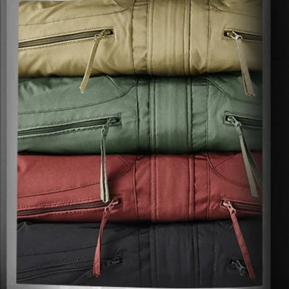 Herren Winterjacke mit Kapuze Fleece-Futter Militärgrün