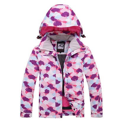 Bunte Outdoor Jacke mit Kapuze und Reißverschluss, Wasserabweisende Windjacke für Damen