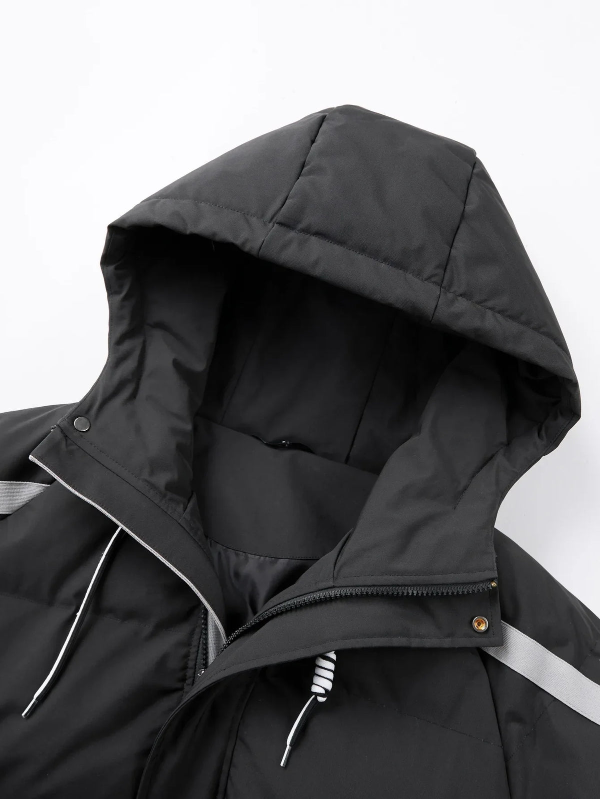 Unisex Winter Steppjacke mit Kapuze und Streifen - Warme Pufferjacke