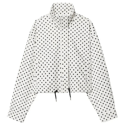 Damen Kurzjacke mit Stehkragen und Tupfenmuster - Weiß Schwarz