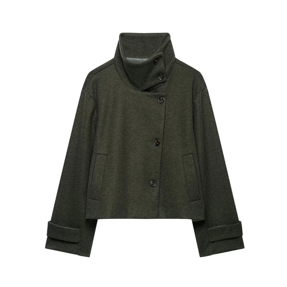 Damen Kurzjacke mit Stehkragen und weiten Ärmeln, lockere Passform