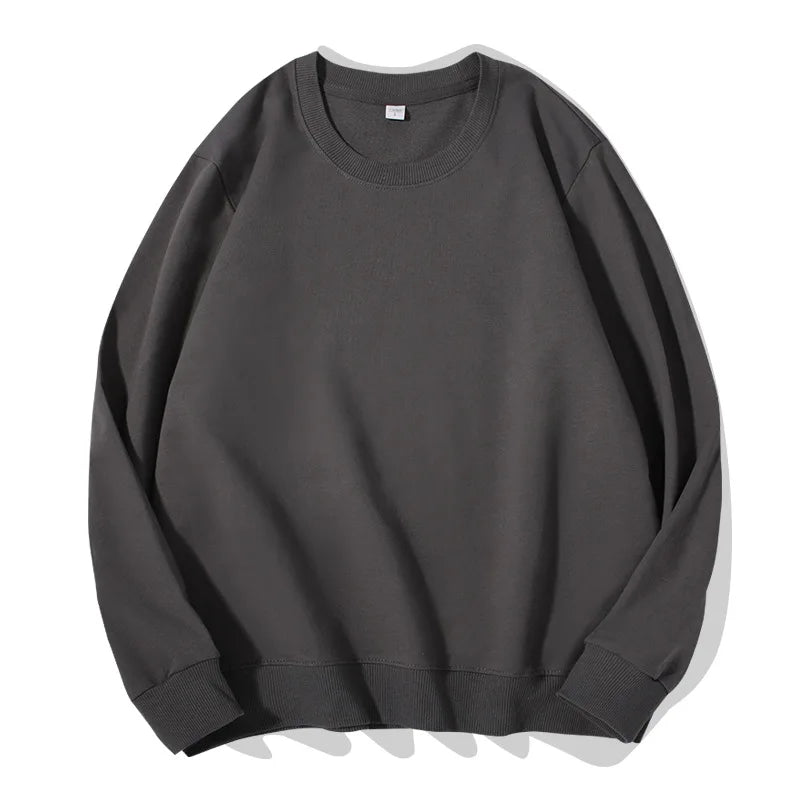 Unisex Langarm Sweatshirt Rundhalsausschnitt Freizeit Pullover Einfarbig