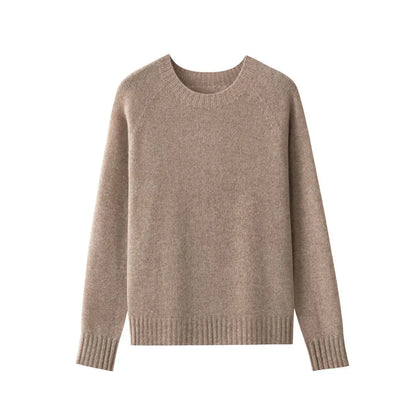Damen Pullover Rundhals Langarm Strickpullover Einfarbig