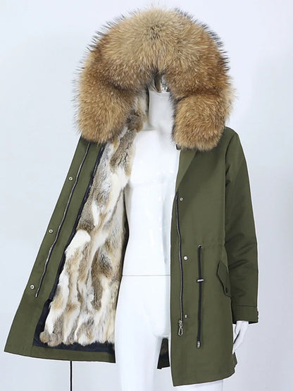 Winterparka mit Kapuze und Futter in Felloptik