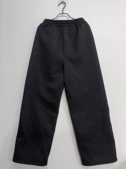 Schwarze weite Freizeithose für Damen mit Strass-Details und Kordelzug