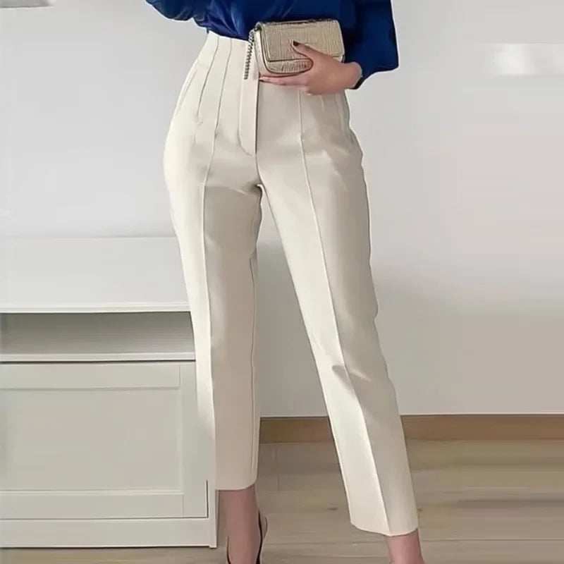 Damen High-Waist Hose Business Elegant Knöchellang
