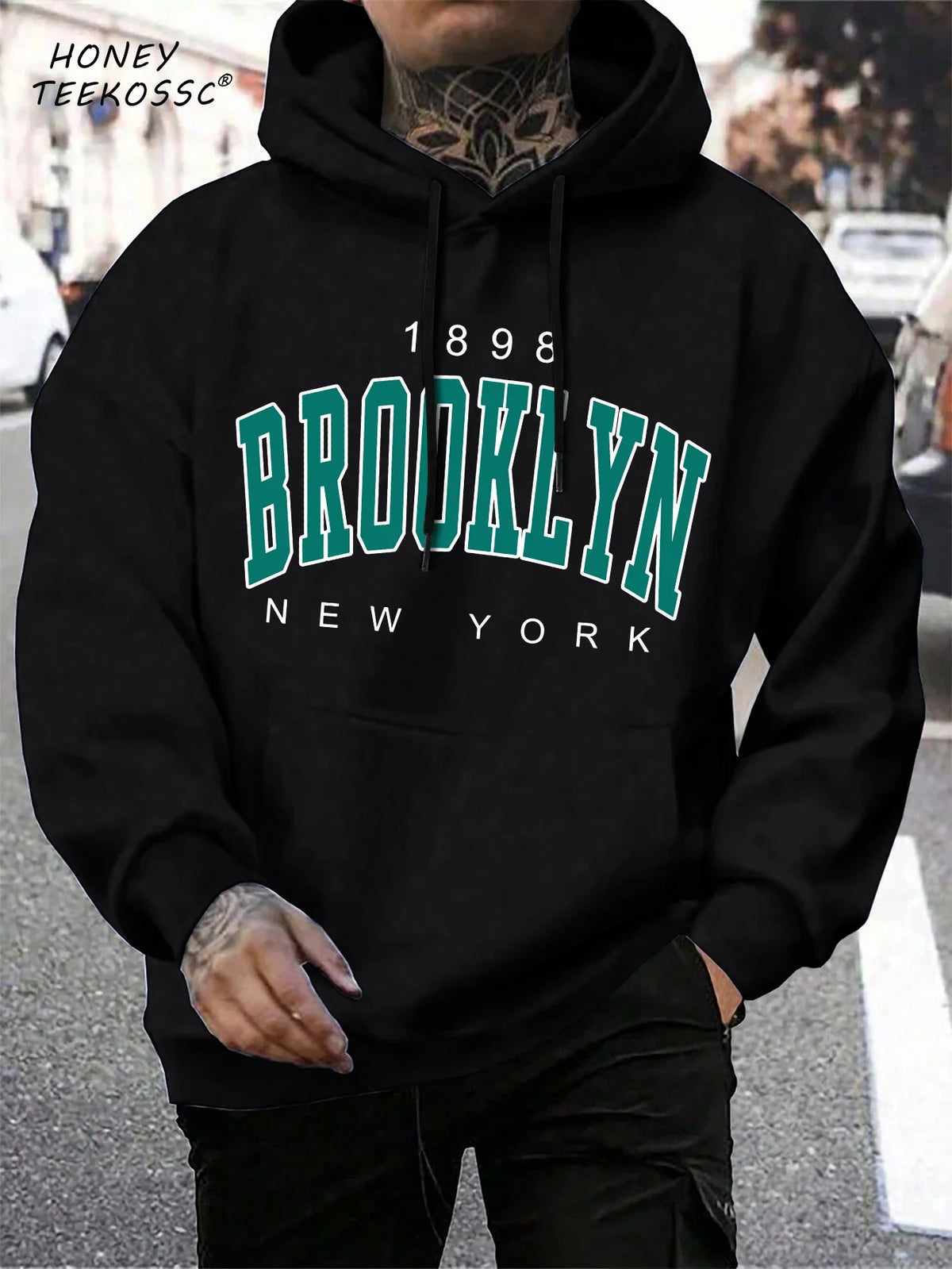 Herren Hoodie mit Kordelzug und Kängurutasche – Verschiedene New York Designs