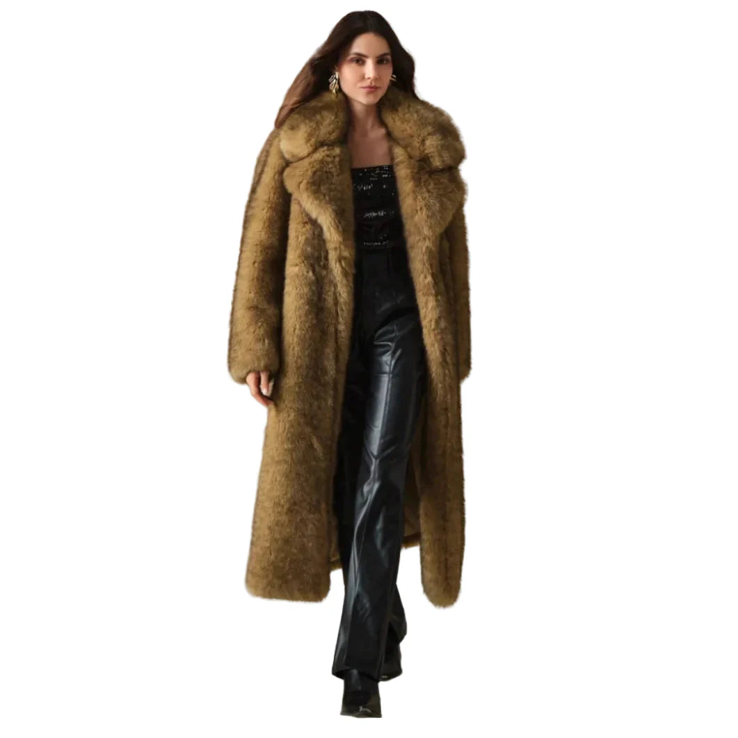 Damen Luxus Oversize Kunstpelzmantel – Eleganter Wintermantel im Vintage-Stil für stilbewusste Frauen