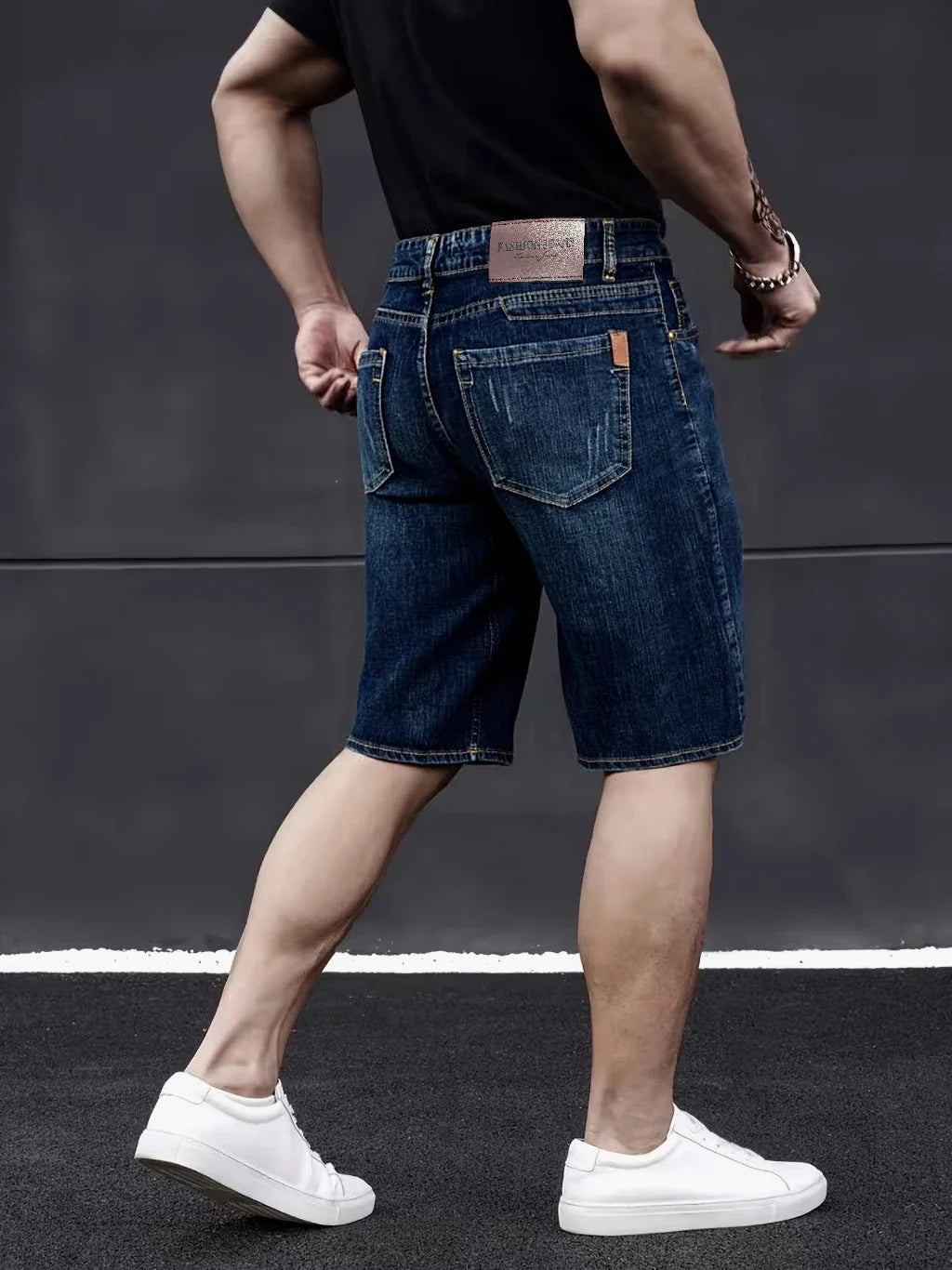 Herren Jeans-Bermudas Kurze Hose Straight Fit Denim Shorts