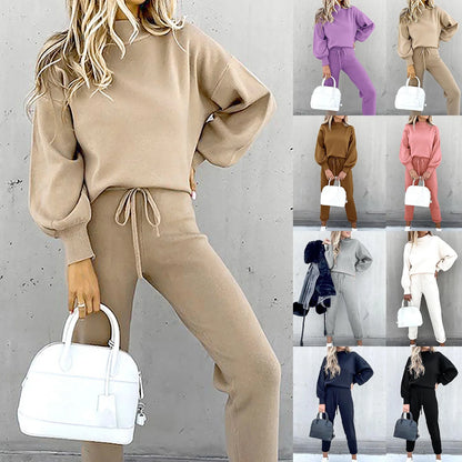 Damen 2-Teiler Lounge Set mit weitem Bein – Modischer Freizeitanzug für Alltag & Streetwear