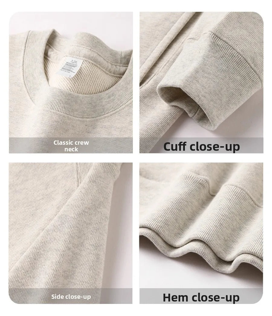 Unisex Langarm Sweatshirt Rundhals Pullover Gerippte Bündchen – Mehrfarbig
