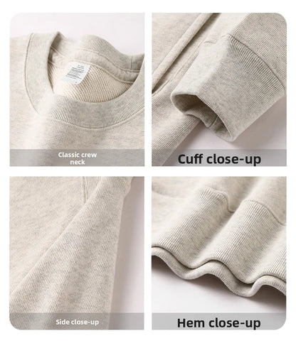 Unisex Langarm Sweatshirt Rundhals Pullover Gerippte Bündchen – Mehrfarbig