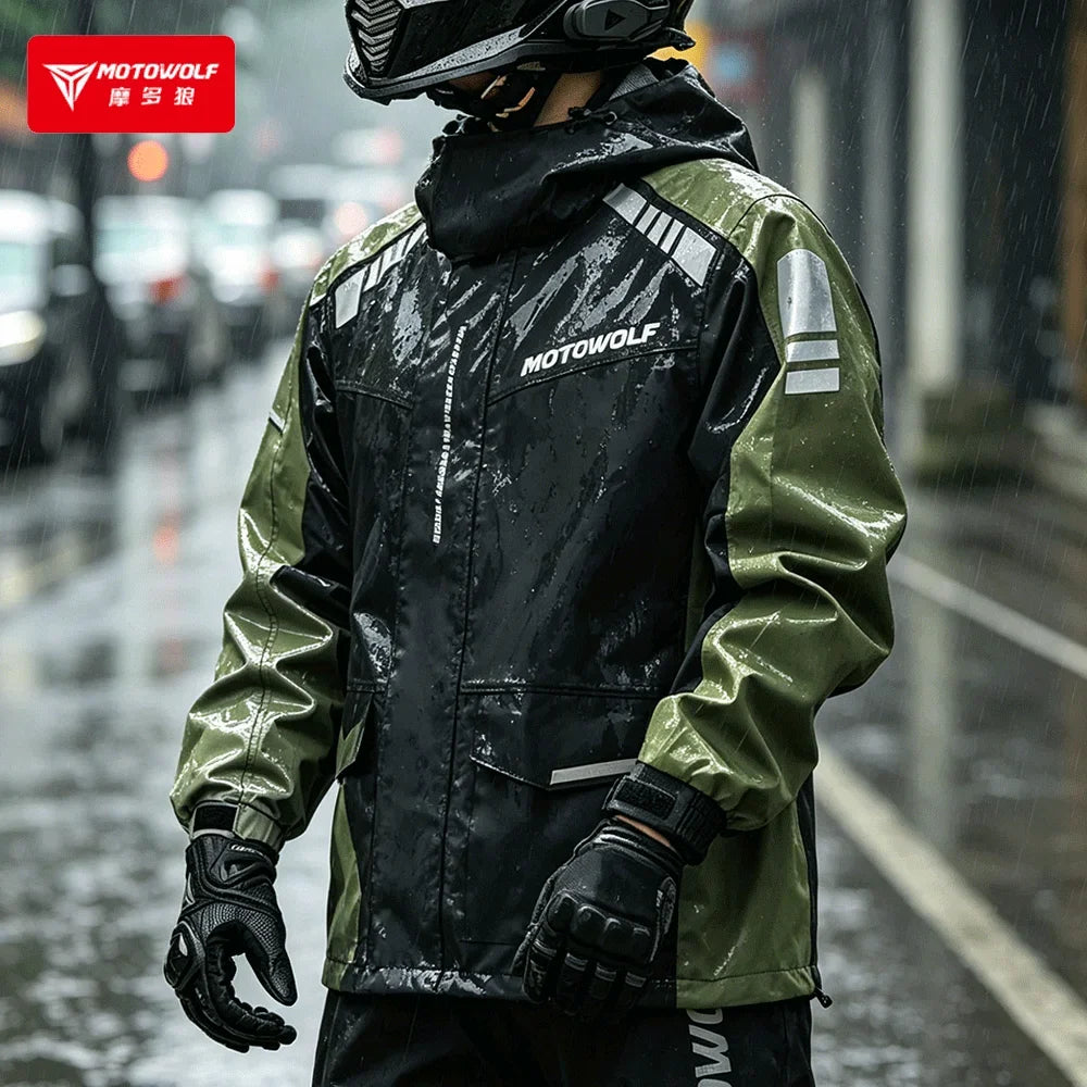 Motorrad Regenanzug Jacke und Hose Wasserabweisend Reflektierend