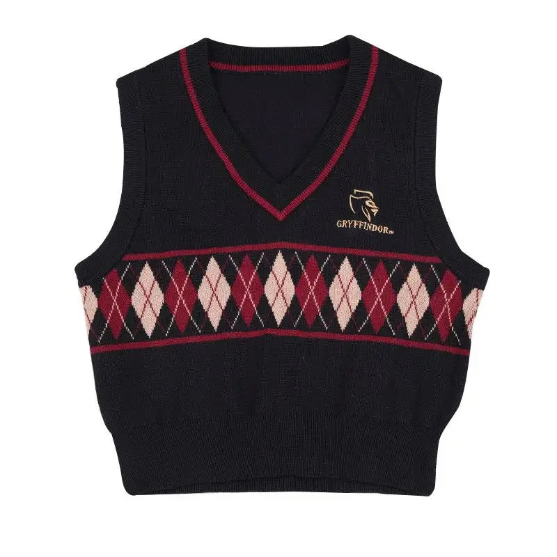 Damen Strickweste V-Ausschnitt Argyle Muster