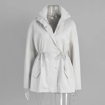 Damen Jacke mit Stehkragen, Tunnelzug an der Taille & Pattentaschen